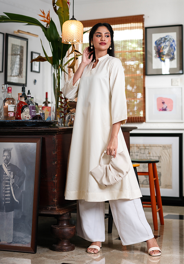 TAHIRA YELLOW STRIPE KURTA